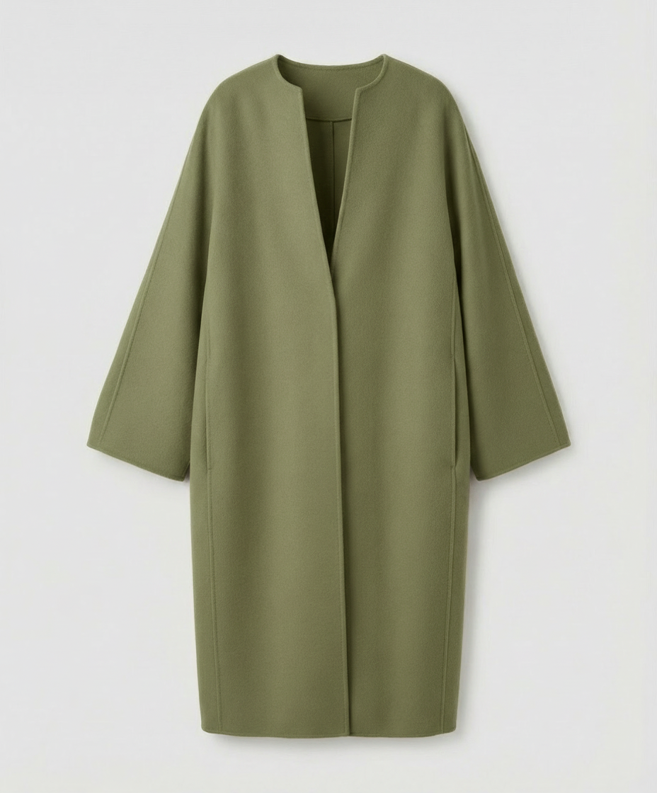 Damen Wollmantel Lang Elegent
