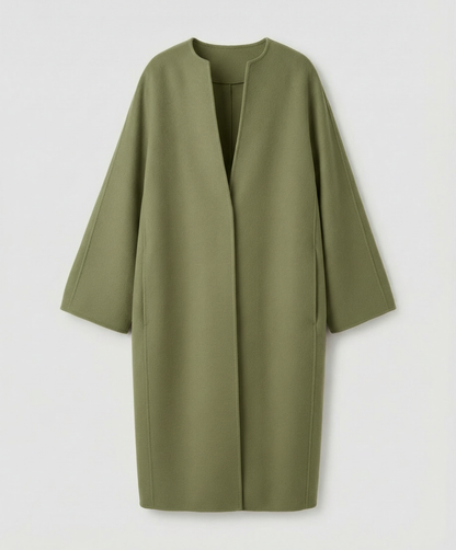 Damen Wollmantel Lang Elegent