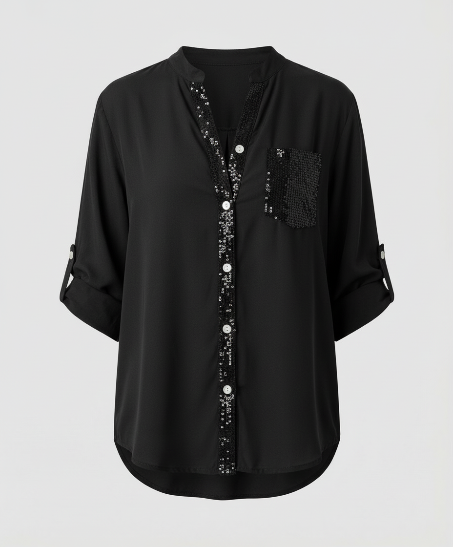Damen Glitzerbluse Pailletten Norvielle