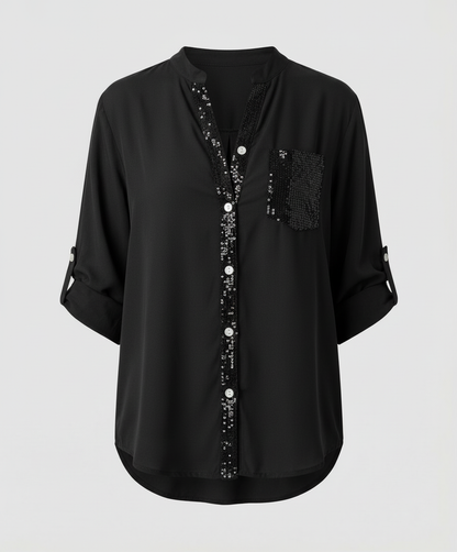 Damen Glitzerbluse Pailletten Norvielle