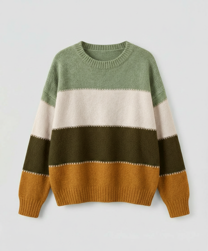 Damen Sweatshirt Streifen Baumwolle Grau