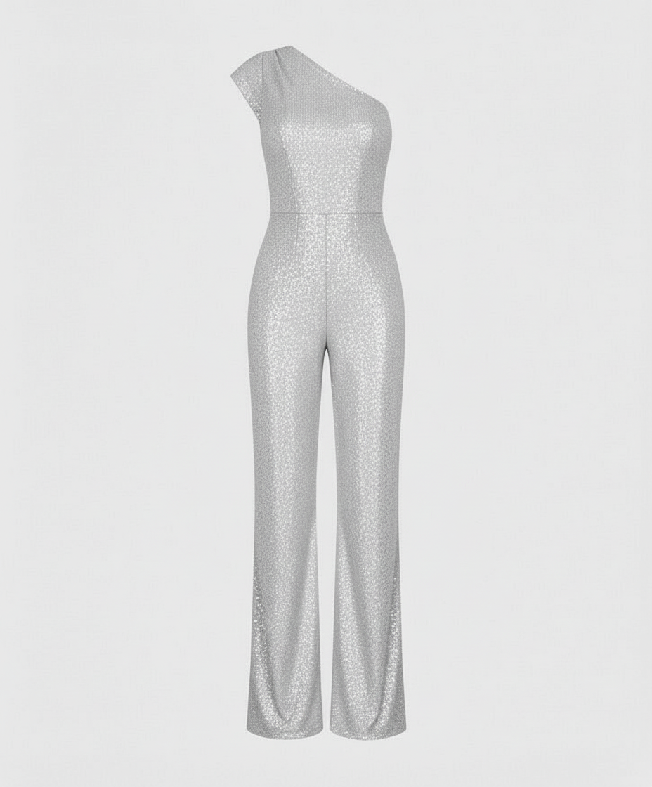 Damen Pailletten Jumpsuit Glitzer Effekt