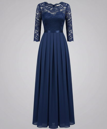 Norvielle Damen Brautjungfernkleid Spitze Elegant Weiß