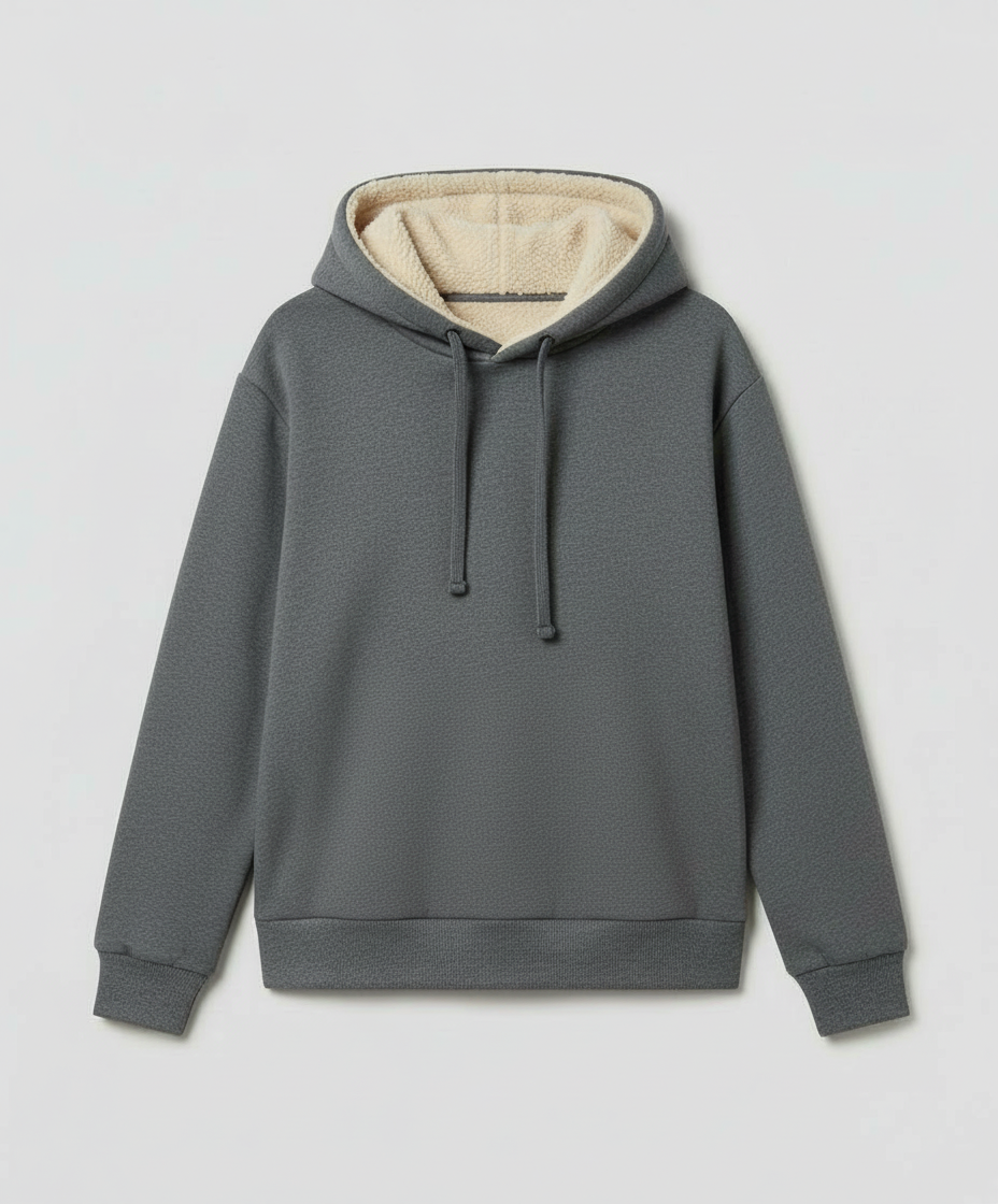 Damen Fleece-Hoodie Warm Kuschelig Grau