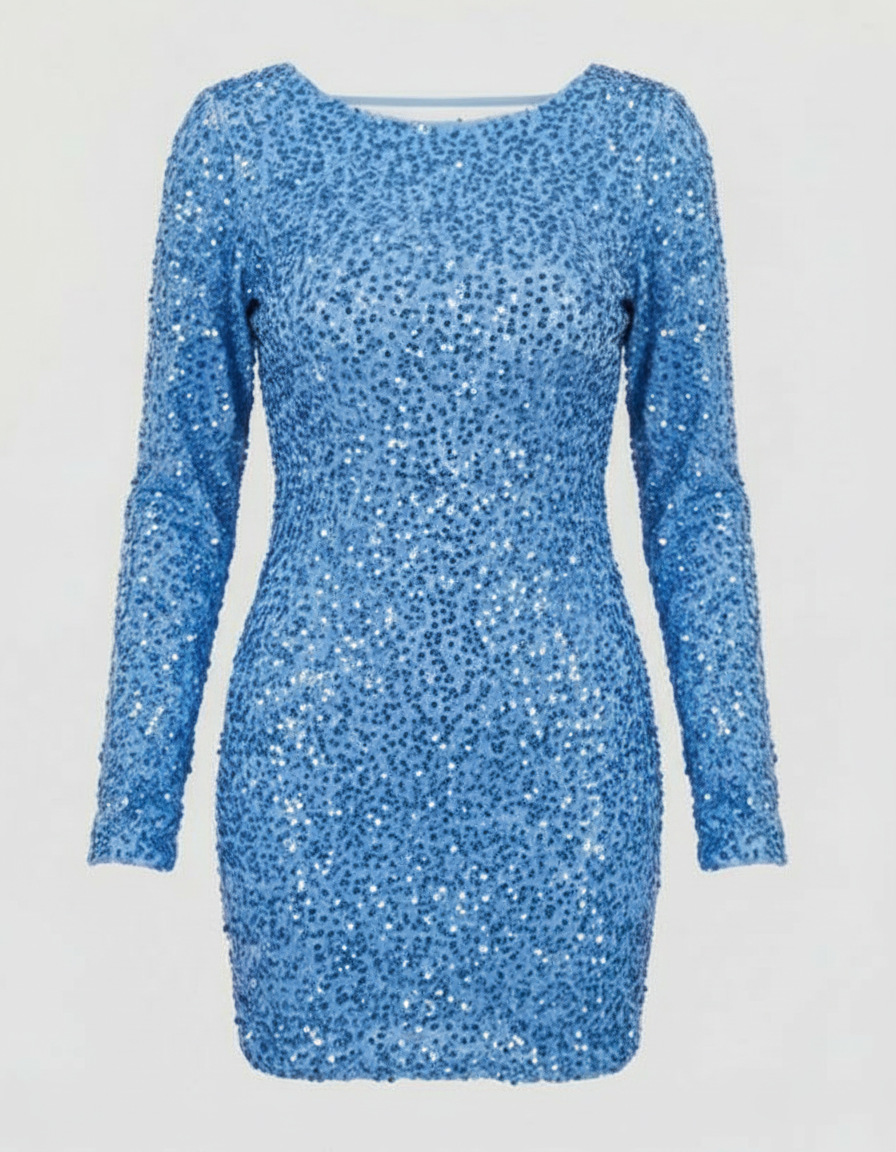 Damen Mini Langarm Kleid Festlich