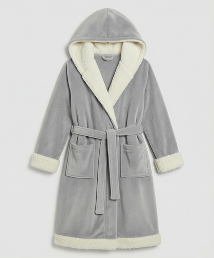 Damen Bademantel Weich Polyester Flausch Beige