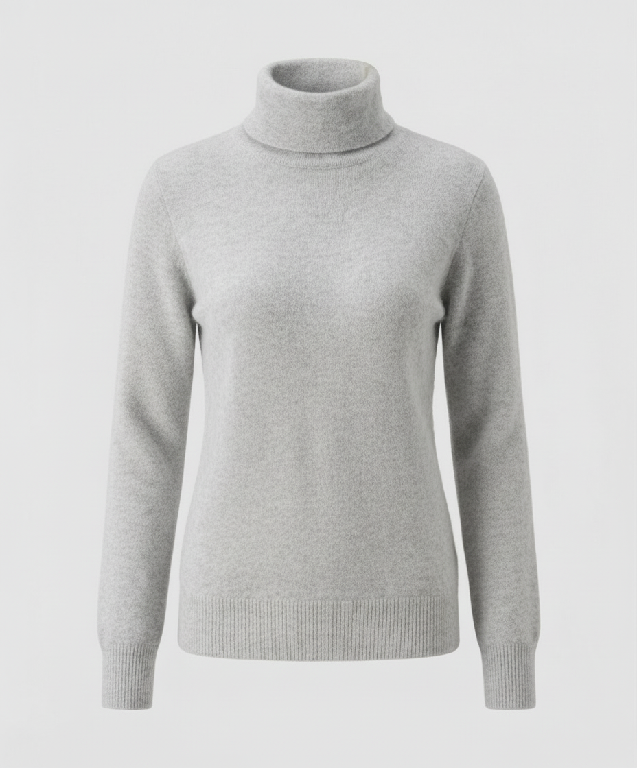 Weiche Damen-Cashmere-Pullover Rollkragen Beige