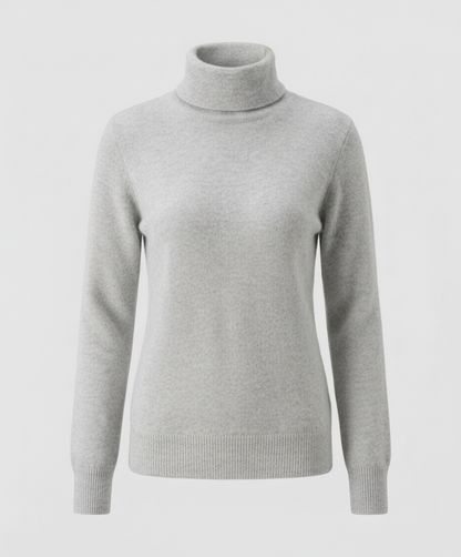 Weiche Damen-Cashmere-Pullover Rollkragen Beige