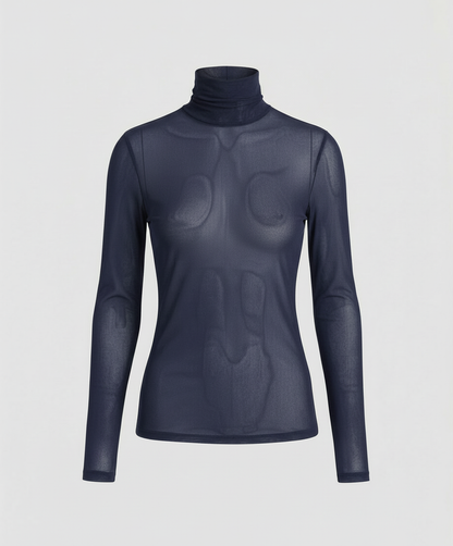 Damen Transparente Turtleneck Bluse