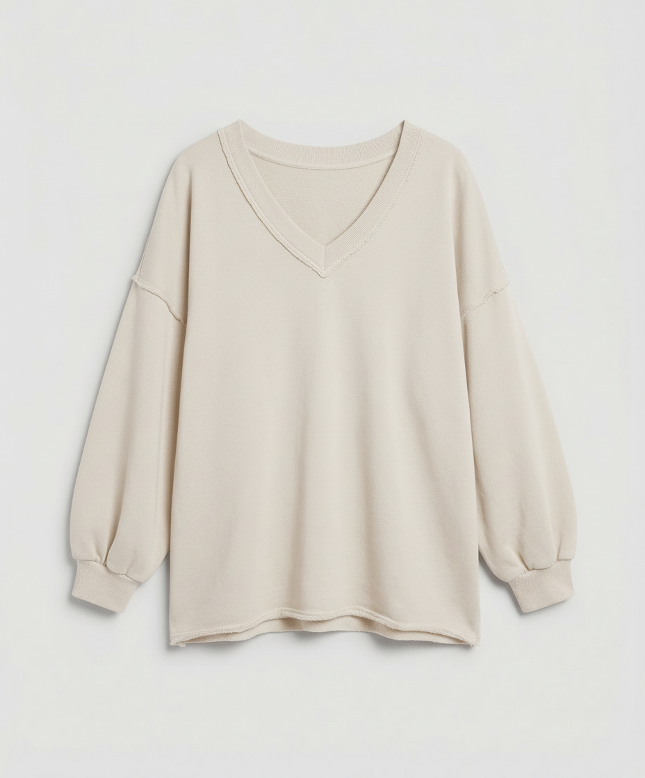 Damen Oversized Sweatshirt V-Ausschnitt