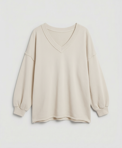 Damen Oversized Sweatshirt V-Ausschnitt