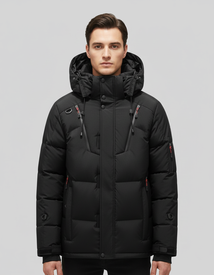 Herren Daunenjacke Elegantes Design Schwarz - Norvielle