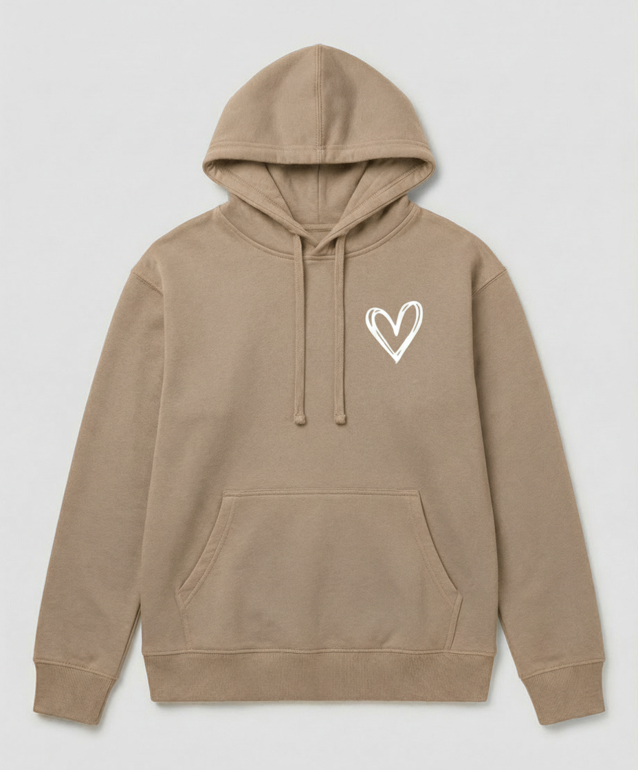 Damen Kapuzenpullover Herzdruck