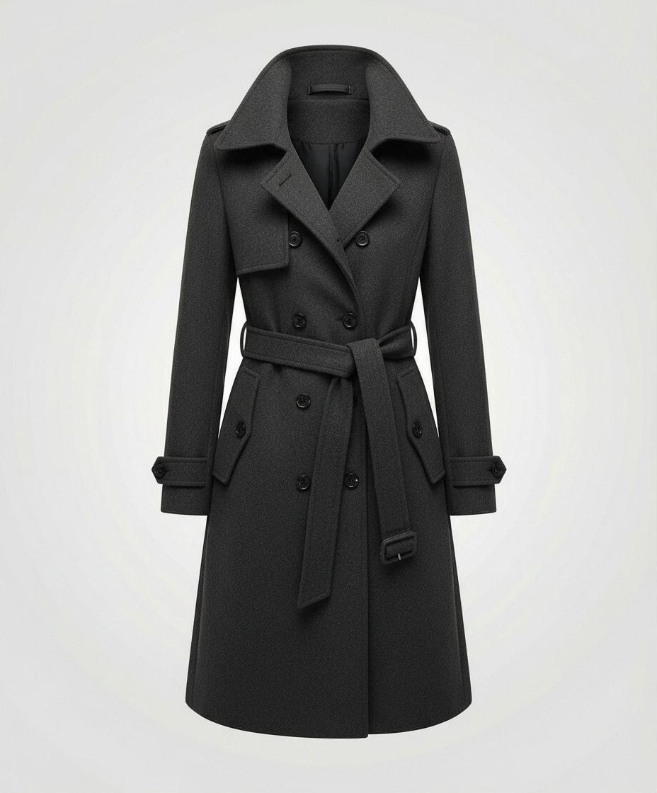 Damen Trenchcoat Elegant Wollstoff Beige