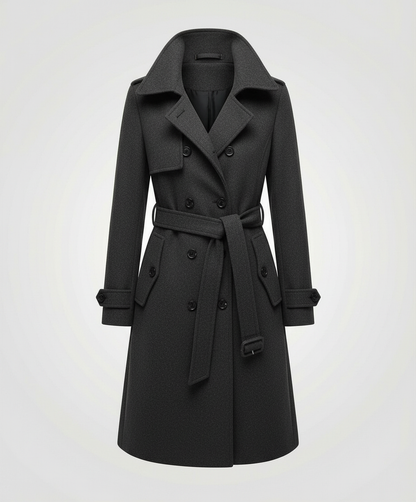 Damen Trenchcoat Elegant Wollstoff Beige