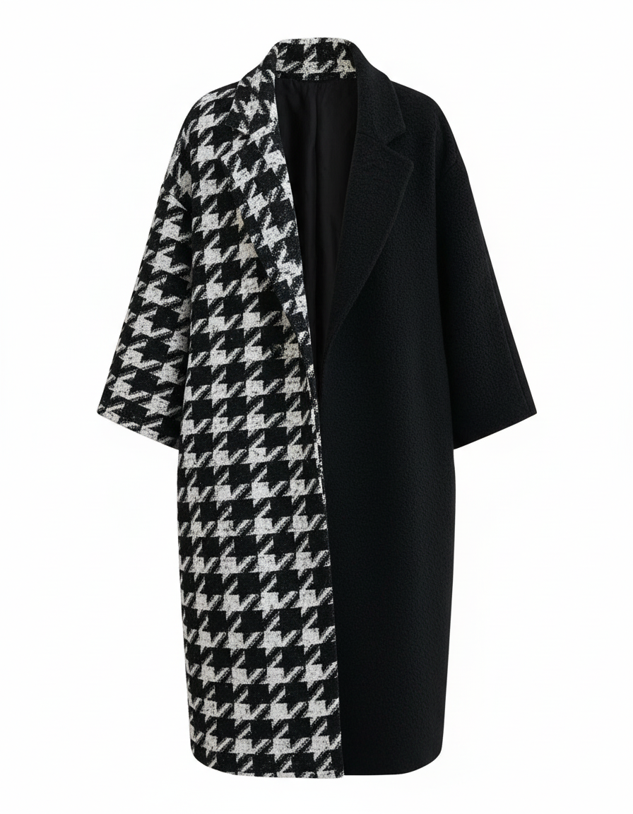 Damen Wollmantel Lang Elegantes Design