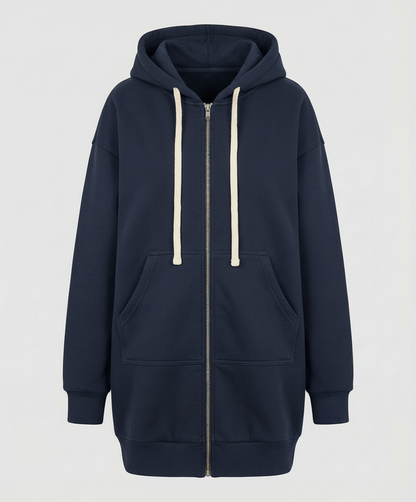 Damen Hoodie Knielang Komfort Sweatshirt