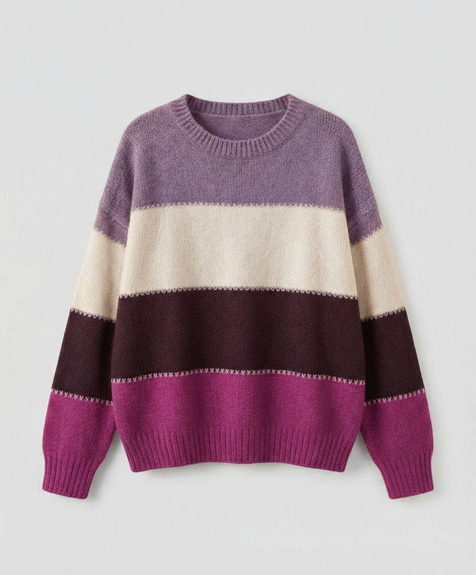 Damen Sweatshirt Streifen Baumwolle Grau