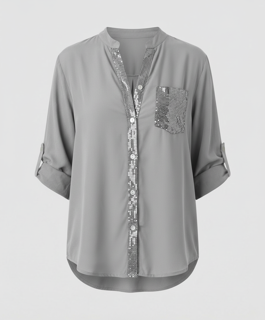 Damen Glitzerbluse Pailletten