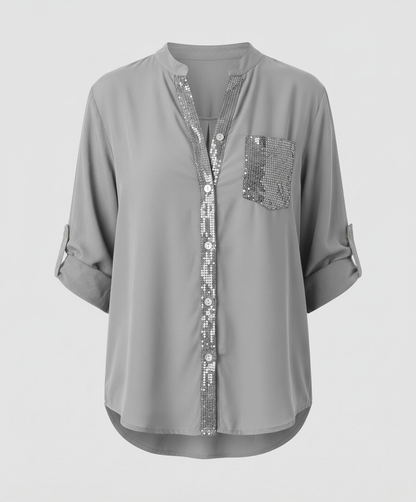 Damen Glitzerbluse Pailletten
