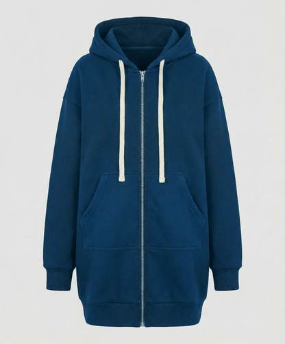 Damen Hoodie Knielang Komfort Sweatshirt