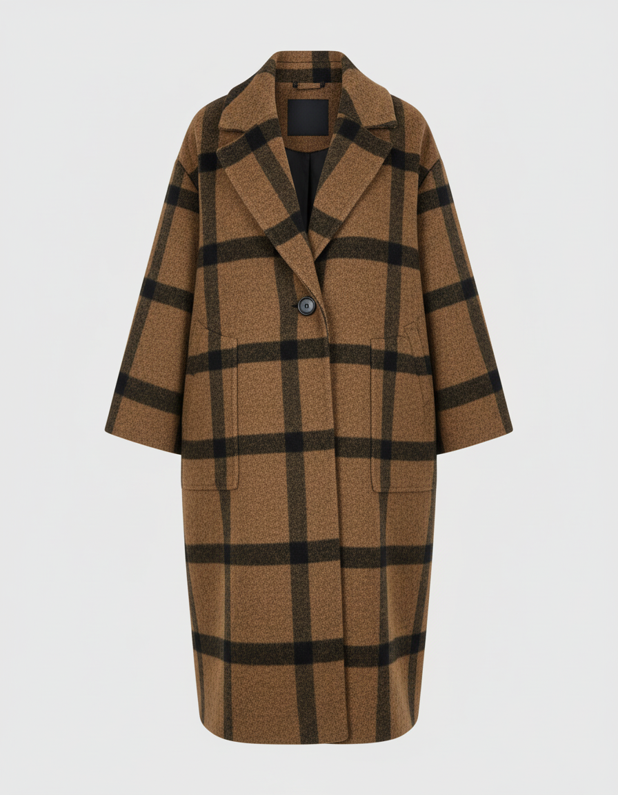 Damen Wollmantel Lang Elegantes Design