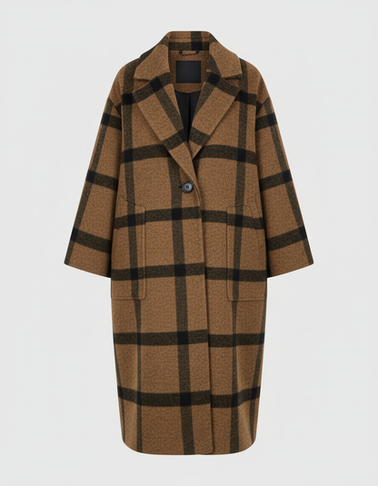 Damen Wollmantel Lang Elegantes Design