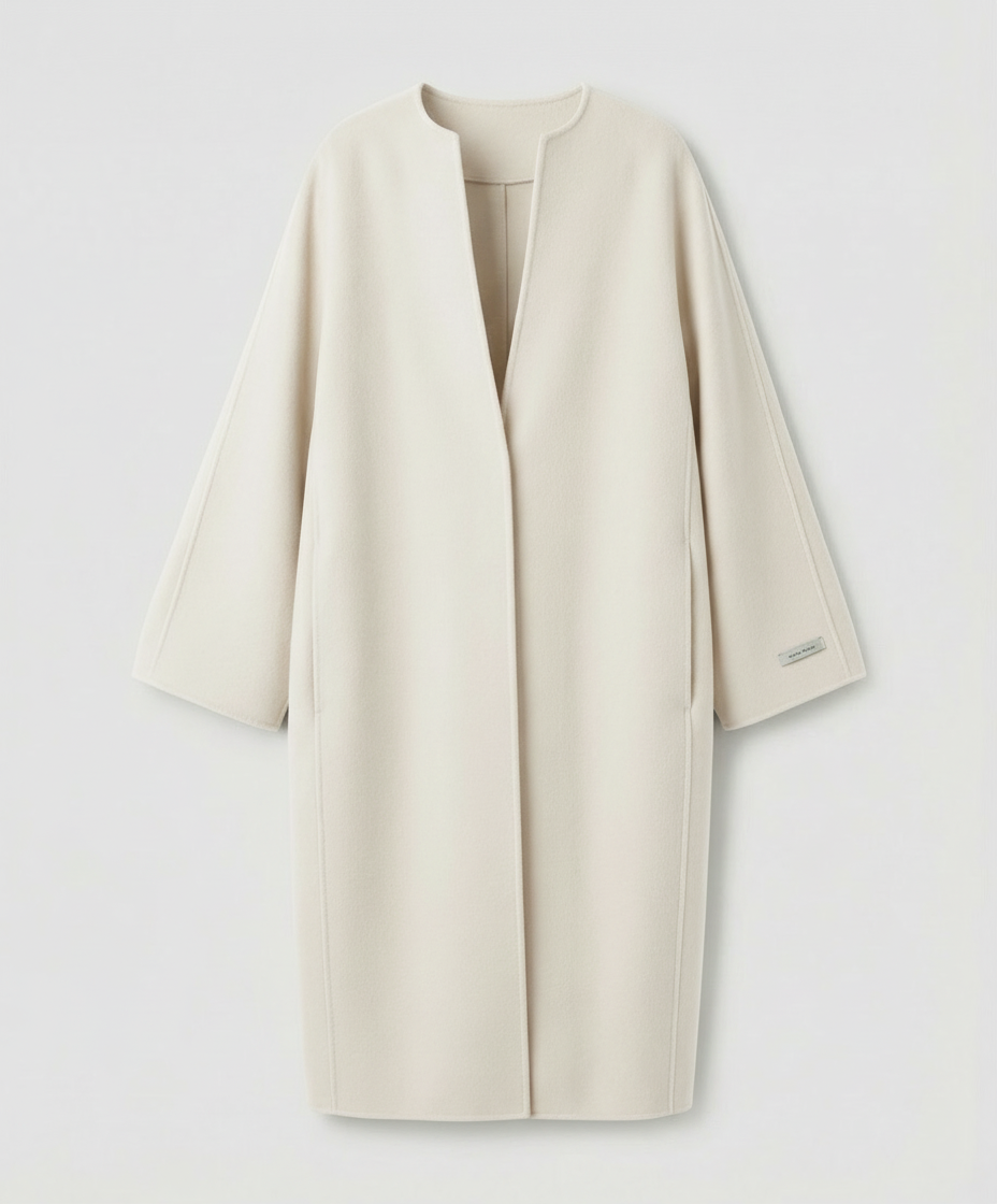 Damen Wollmantel Lang Elegent