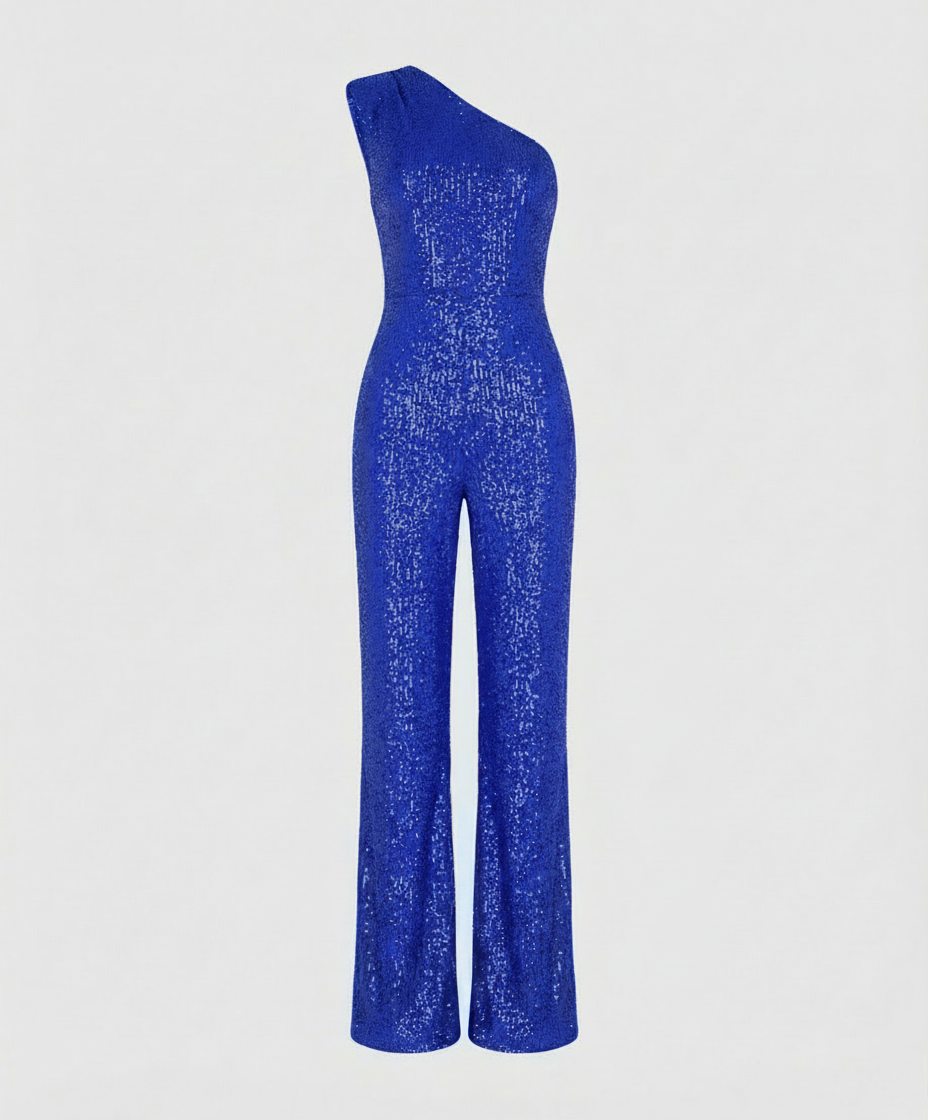 Damen Pailletten Jumpsuit Glitzer Effekt