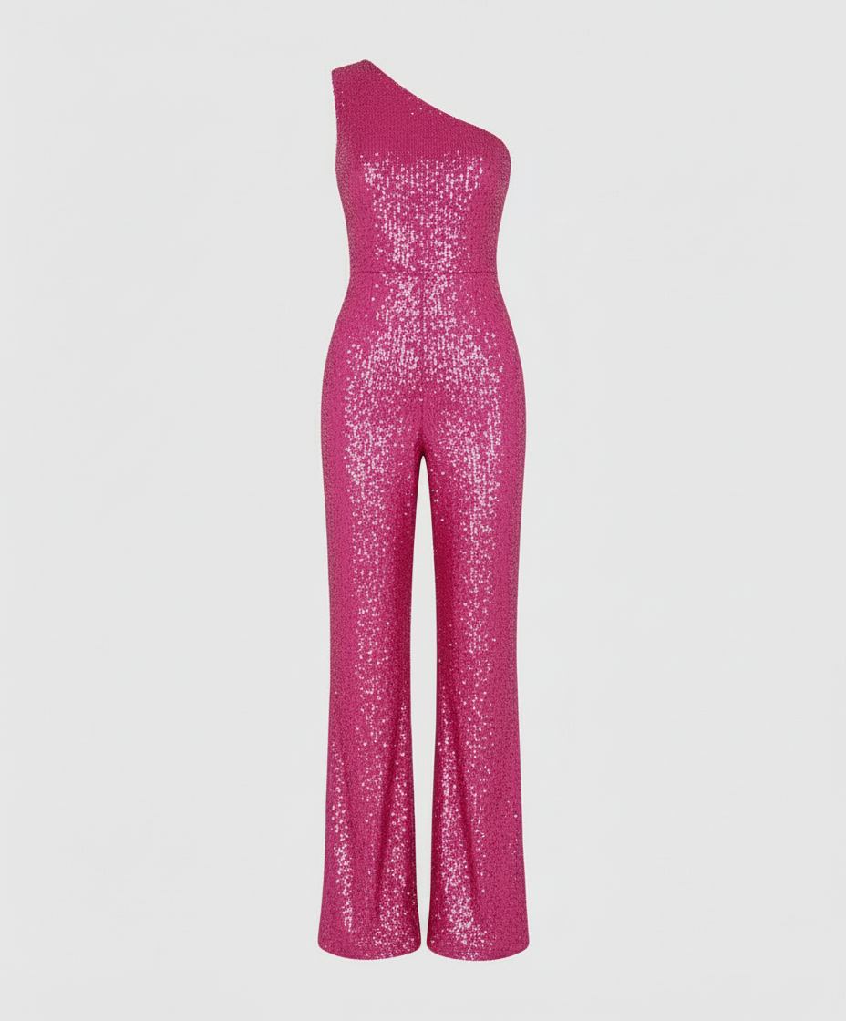 Damen Pailletten Jumpsuit Glitzer Effekt