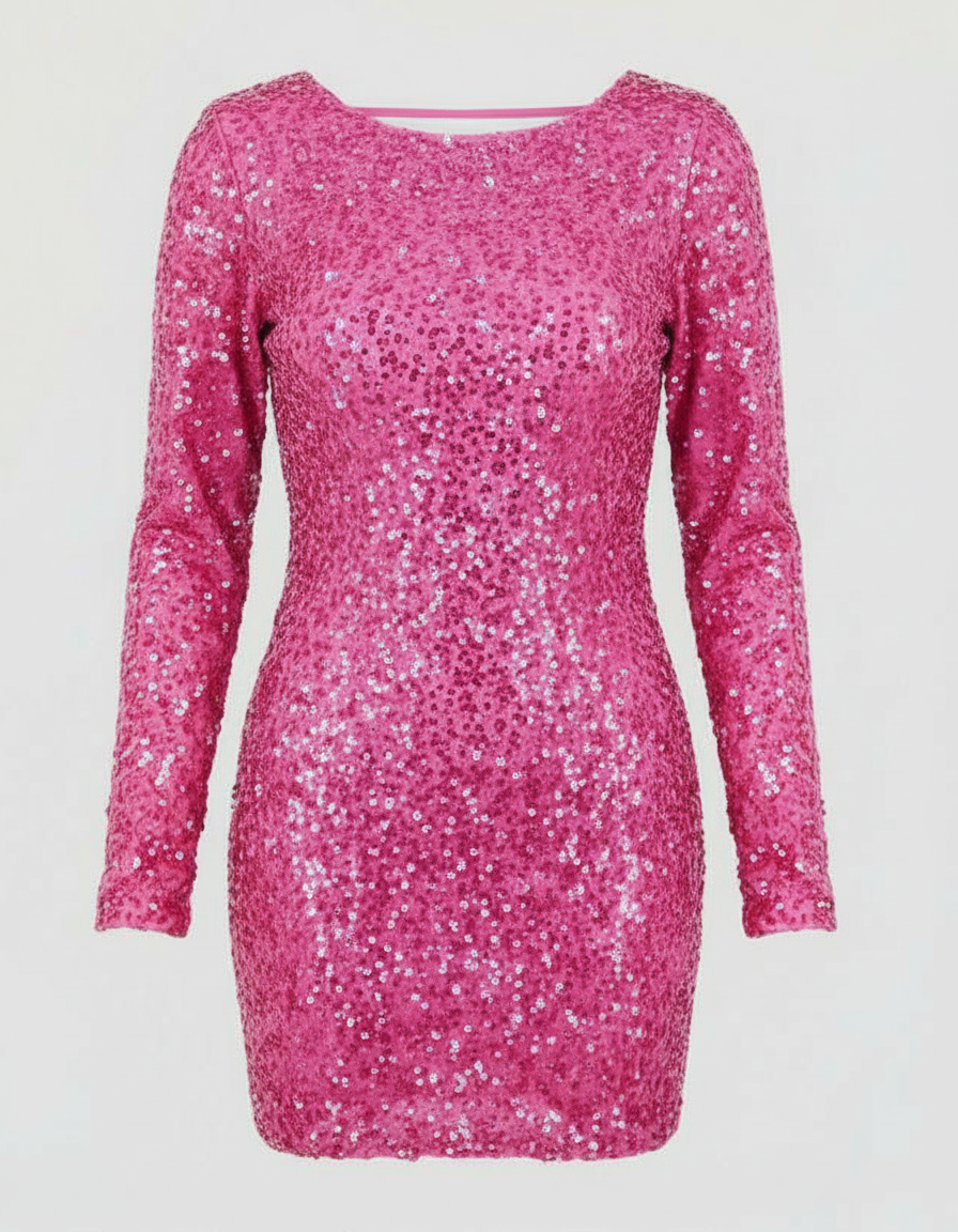 Norvielle Damen Glitzerkleid Rückenfrei Winterkleid