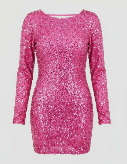 Norvielle Damen Glitzerkleid Rückenfrei Winterkleid