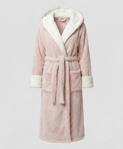 Damen Fleece Morgenmantel Weich Kuschelig Grau