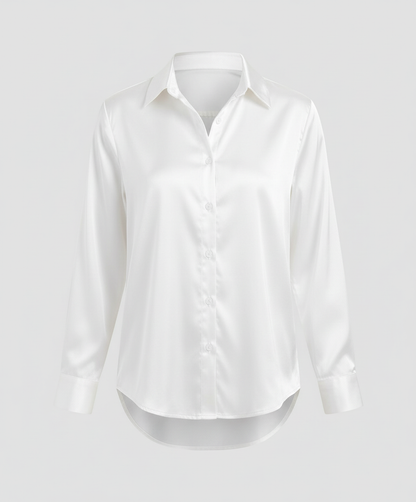 Herren Langarmhemd Elegantes Baumwolle Weiß