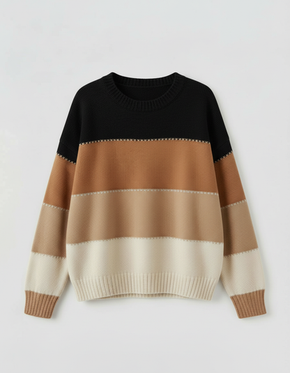 Damen Sweatshirt Streifen Baumwolle Grau