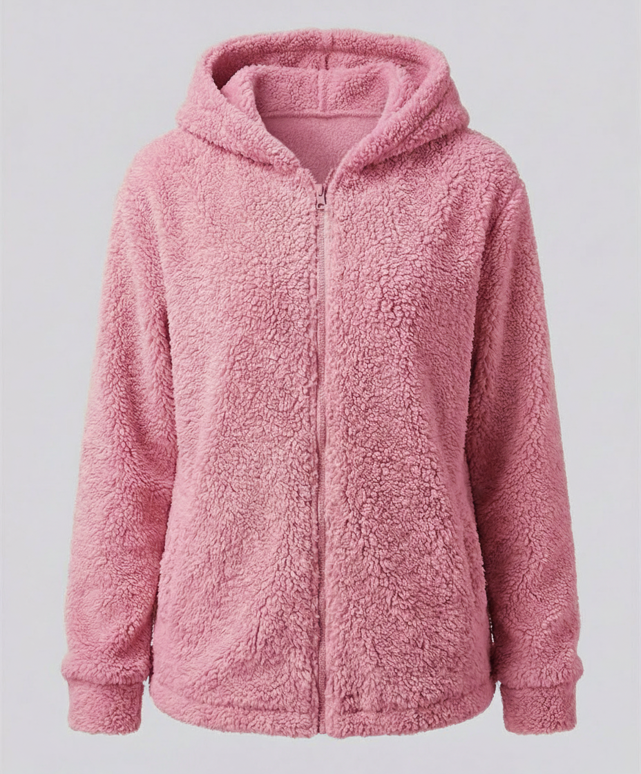 Damen Fleecejacke Teddyoptik
