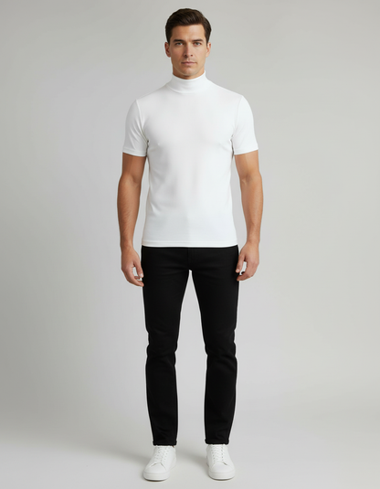 Herren Slim Fit Rollkragen Hemd