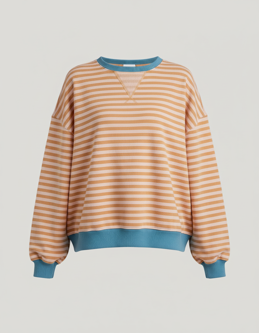 Damen Oversized Pullover Streifen Merino