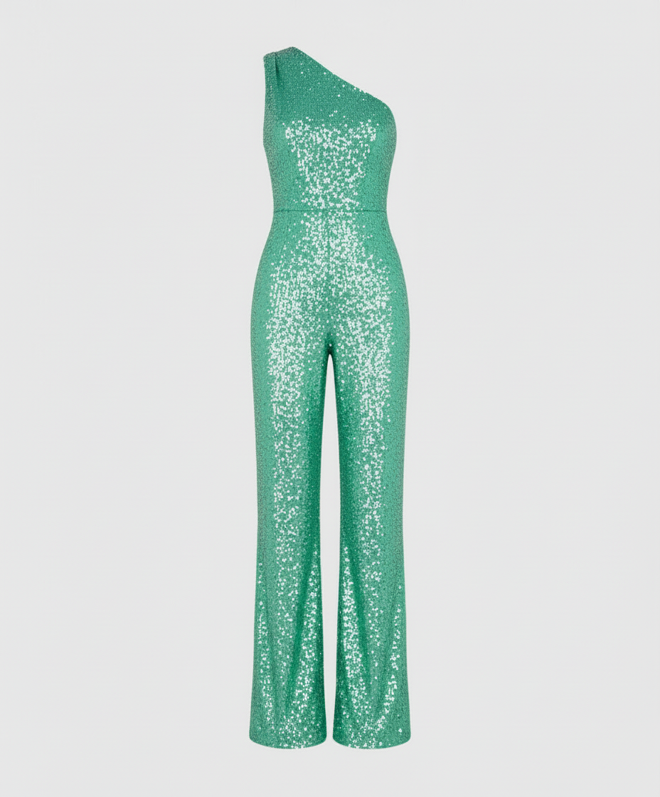 Damen Pailletten Jumpsuit Glitzer Effekt