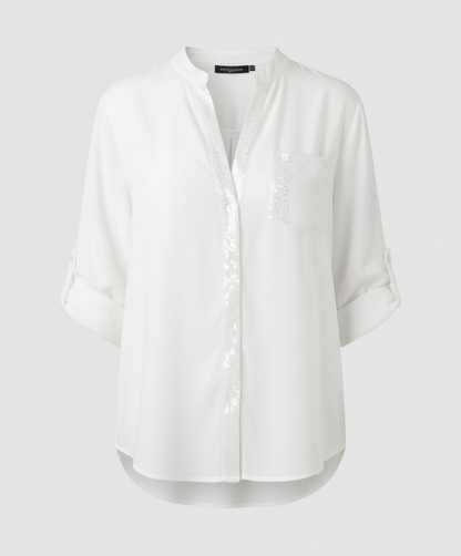 Damen Glitzerbluse Pailletten Norvielle