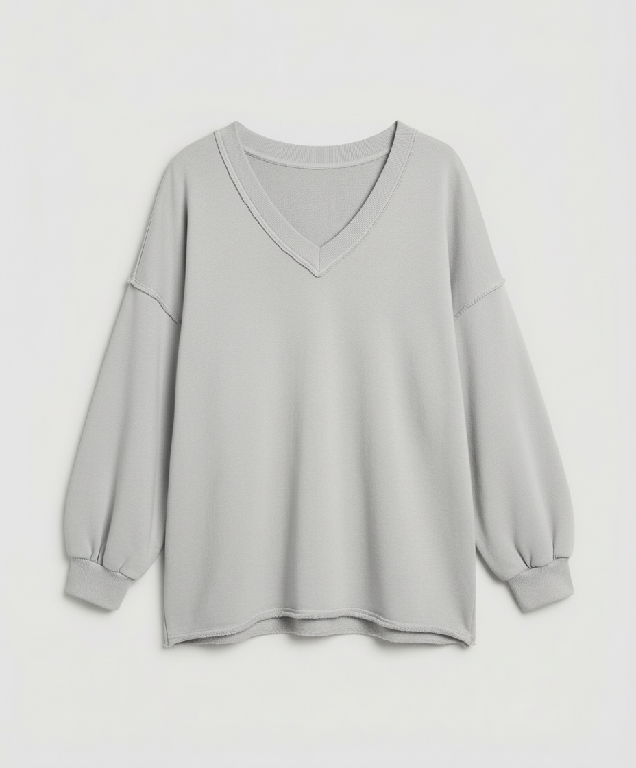 Damen Oversized Sweatshirt V-Ausschnitt