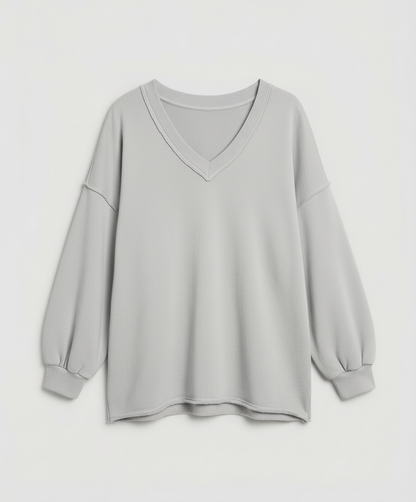 Damen Oversized Sweatshirt V-Ausschnitt