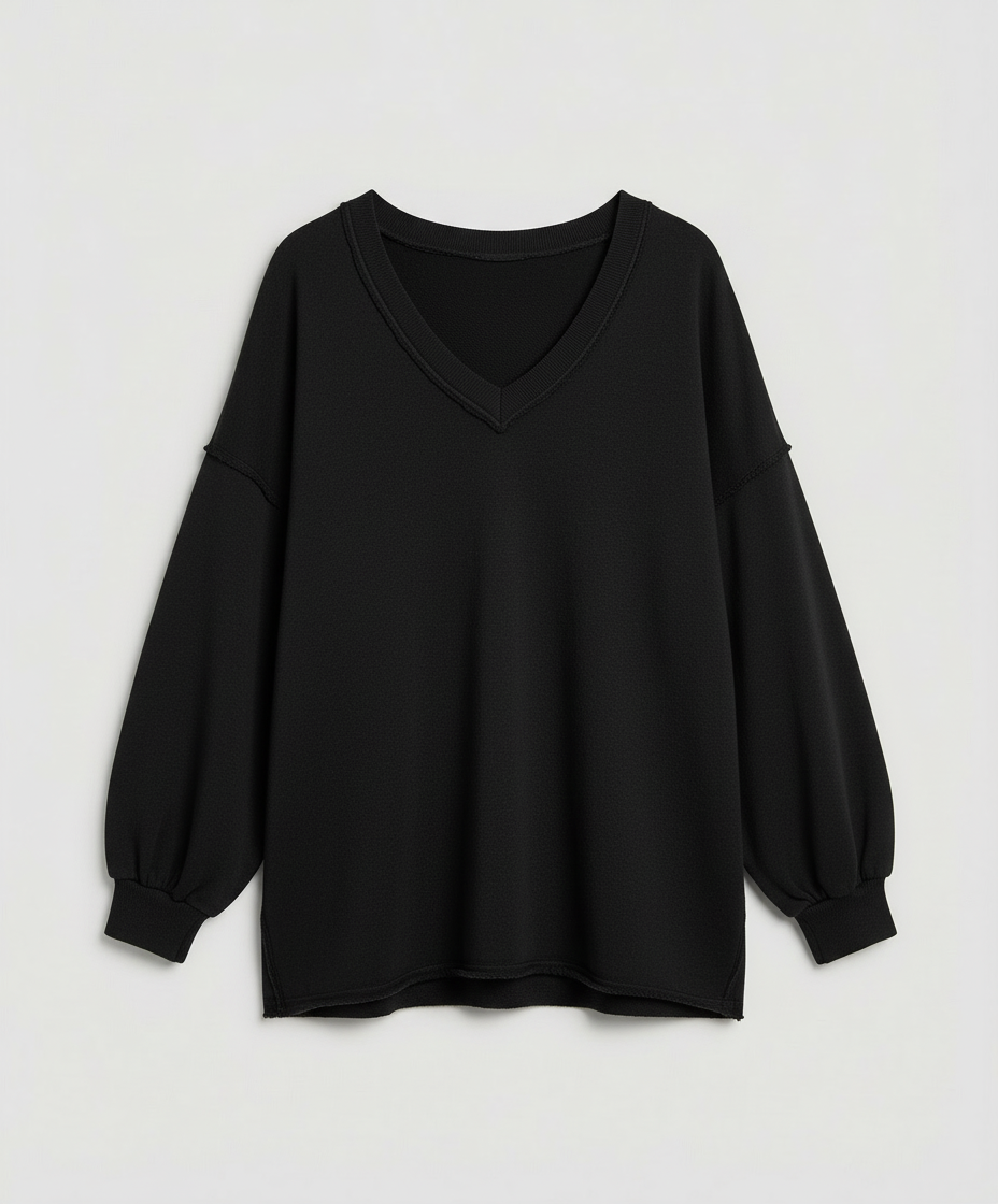 Damen Oversized Sweatshirt V-Ausschnitt