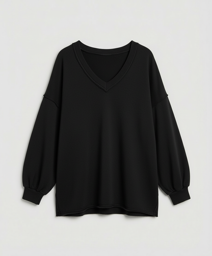 Damen Oversized Sweatshirt V-Ausschnitt