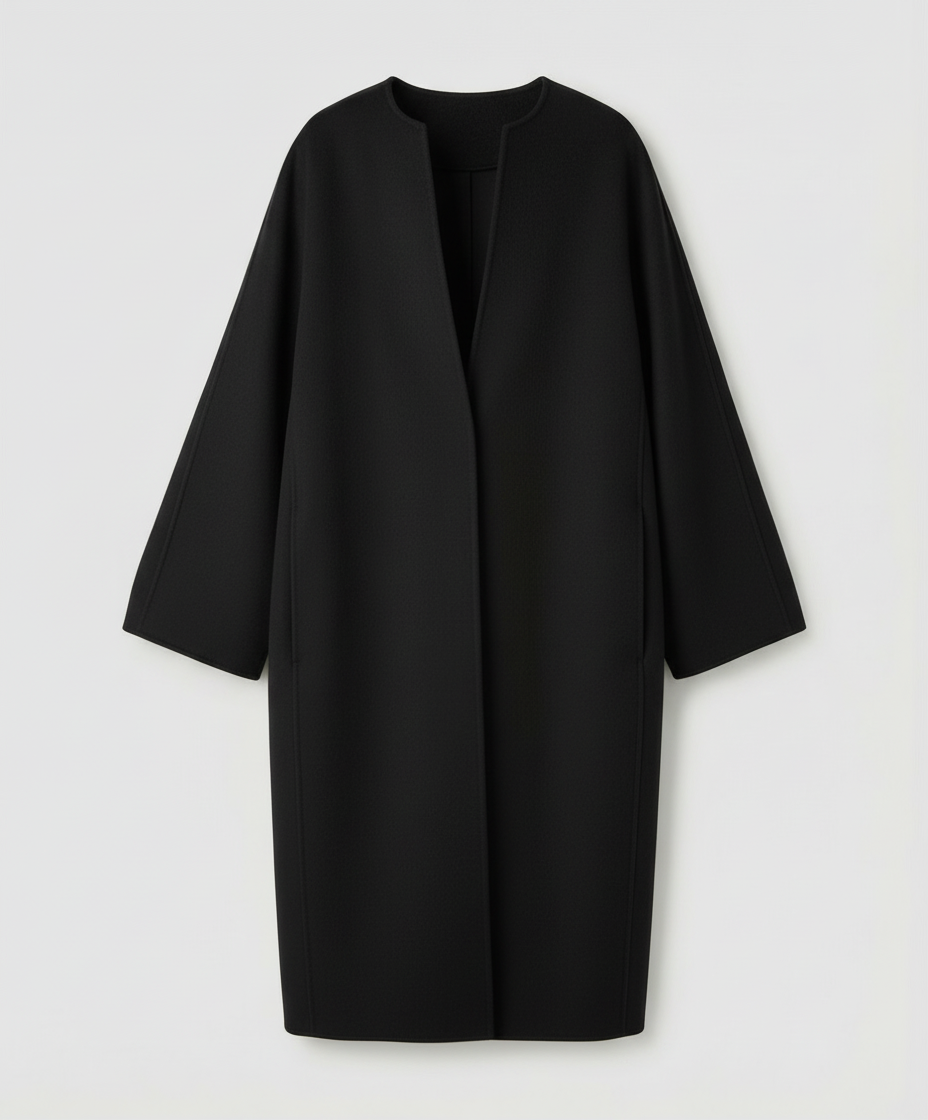Damen Wollmantel Lang Elegent