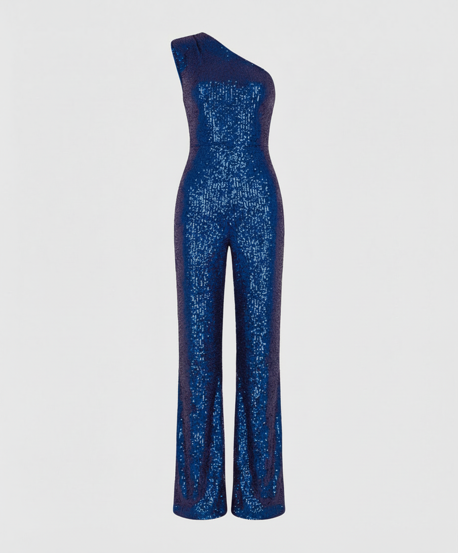 Damen Pailletten Jumpsuit Glitzer Effekt