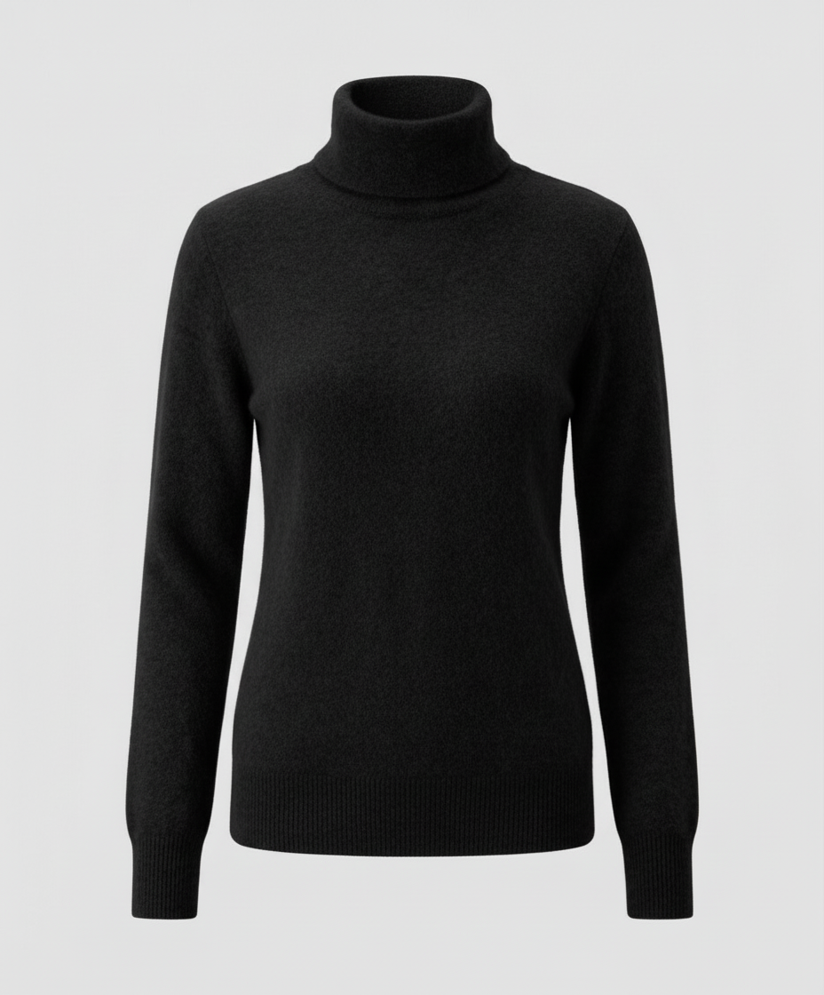 Weiche Damen-Cashmere-Pullover Rollkragen Beige