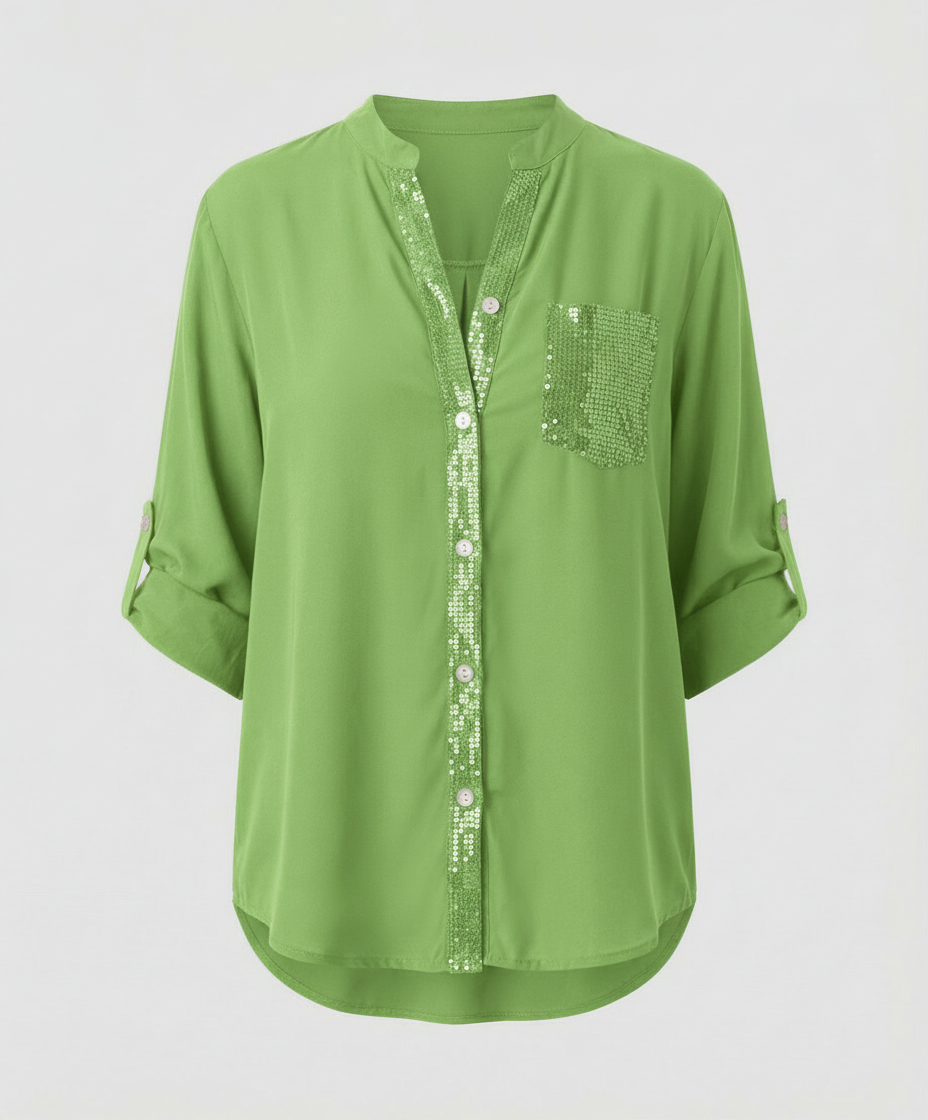 Damen Glitzerbluse Pailletten Norvielle