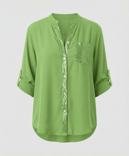 Damen Glitzerbluse Pailletten Norvielle