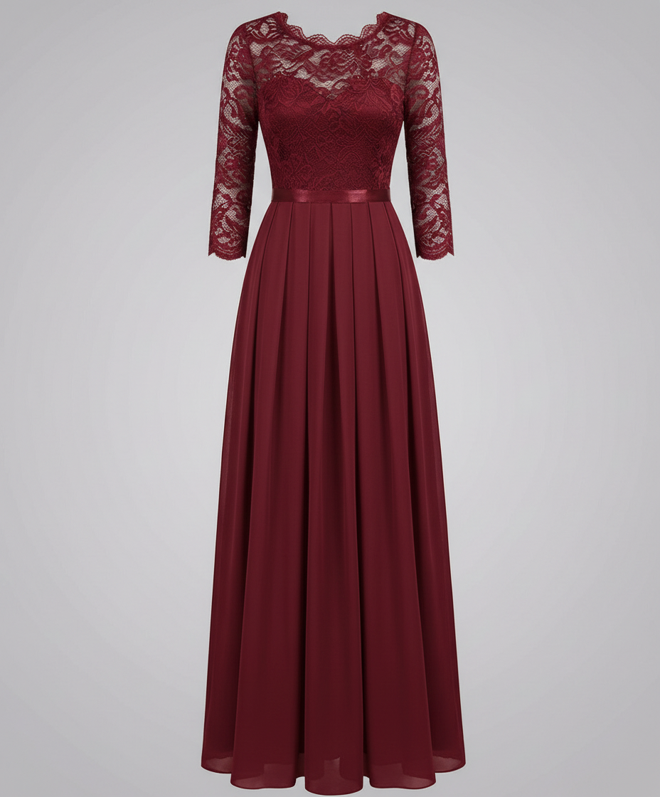 Elegantes Damen Brautjungfernkleid Spitze Weiß
